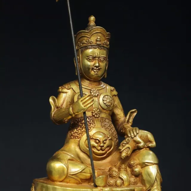 10& ANTIQUE TIBETAN Buddhism Temple Bronze gilt the King of Wealth ...