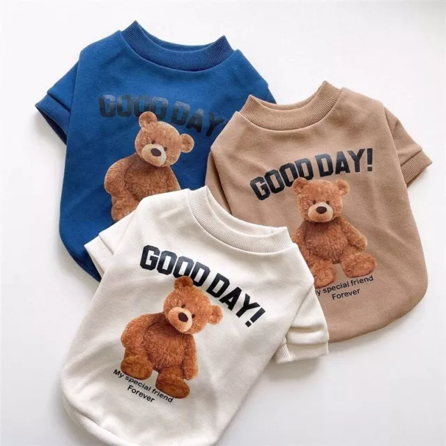Katze Pullover Sport Shirt Top T Haustier Kleidung Welpe Kapuze Cartoon Au