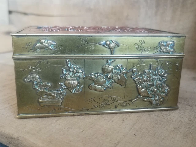 Boîte Métal Ancienne Côte D'Or – Vide, Décor Fleurs Et Oiseaux, Cylindrique