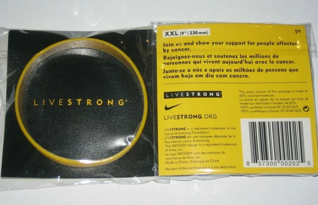 Genuine LIVESTRONG Wristband - Lance Armstrong - Yellow - ADULT SIZED (XXL)