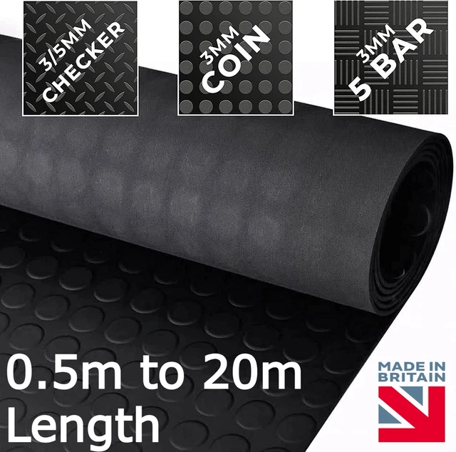Tappetino nero antiscivolo 3 mm e 5 mm in gomma opaco resistente moneta garage
