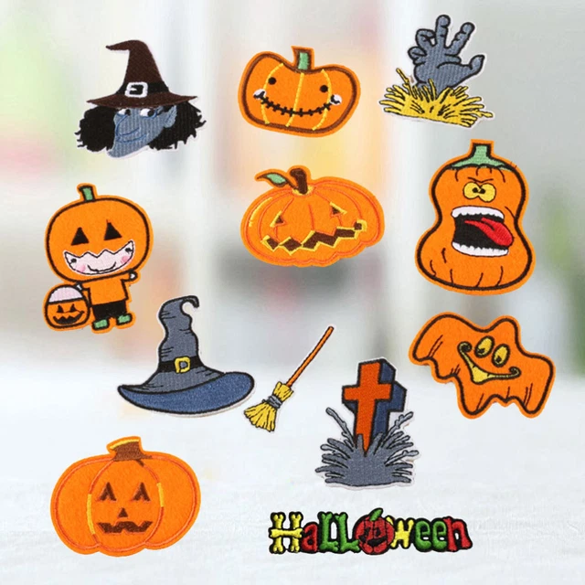 12 PCS Spooky Stickers Iron Patches Cartoon Cloth Clothing DIY