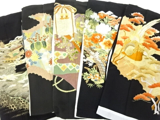 45258# Japanese Kimono / Antique Tomesode / Set Of 5