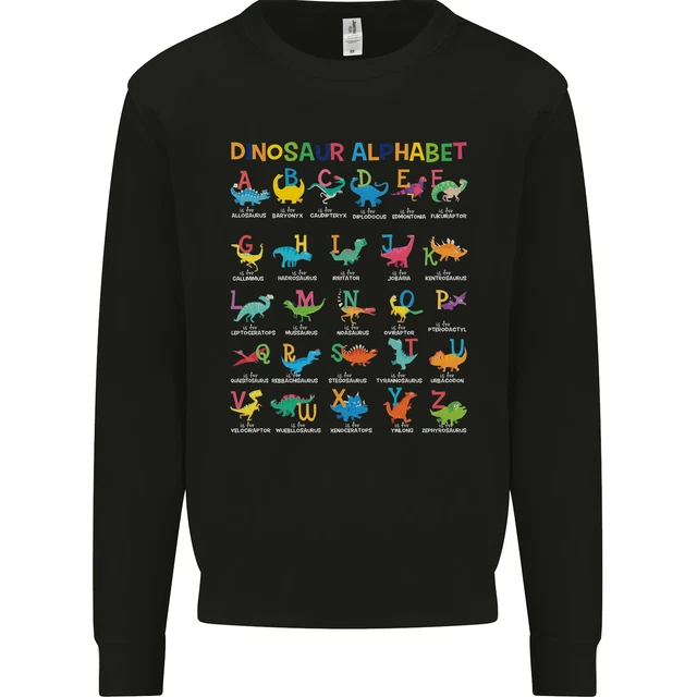 Felpa da uomo Dinosaur Alphabet T-Rex divertente