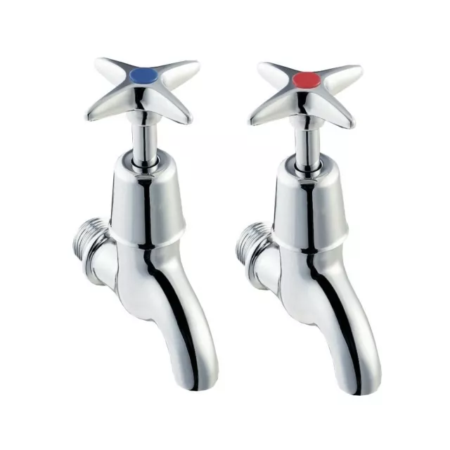 Deva Cross Handle 1/2 Inch BS5412 Bib Taps Pair - Chrome