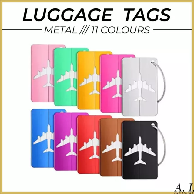 Luggage Tags ID Label Suitcase Bag Holiday Travel Plane Design Aluminium Metal