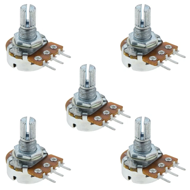 5 x 2K 16mm Logarithmic Splined Potentiometer