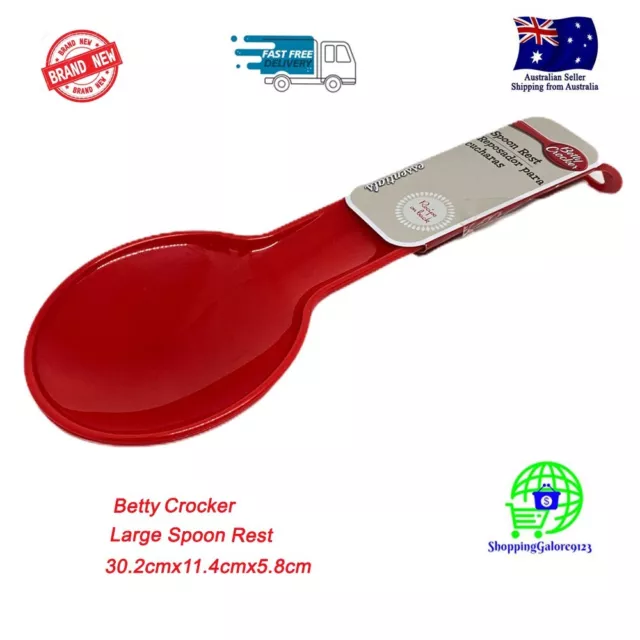 New Betty Crocker Large Spoon Rest 30.2cm x 11.4cm x 5.8cm Red Kitchen Tool