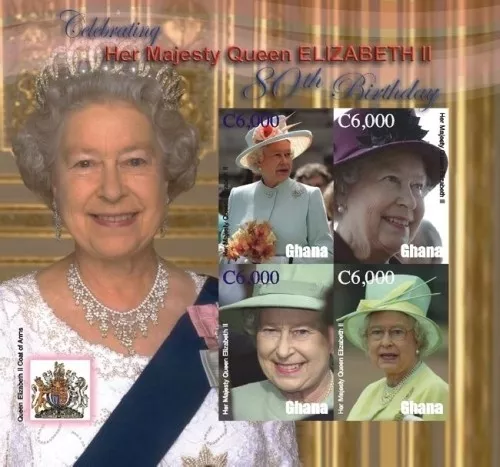 Ghana 2006 - Queen Elizabeth ll 80th Birthday Stamp - Sheet of 4 - MNH