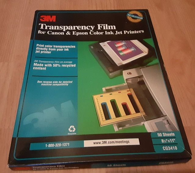 3M Transparency Film for Ink Jet Printers   50 Sheets