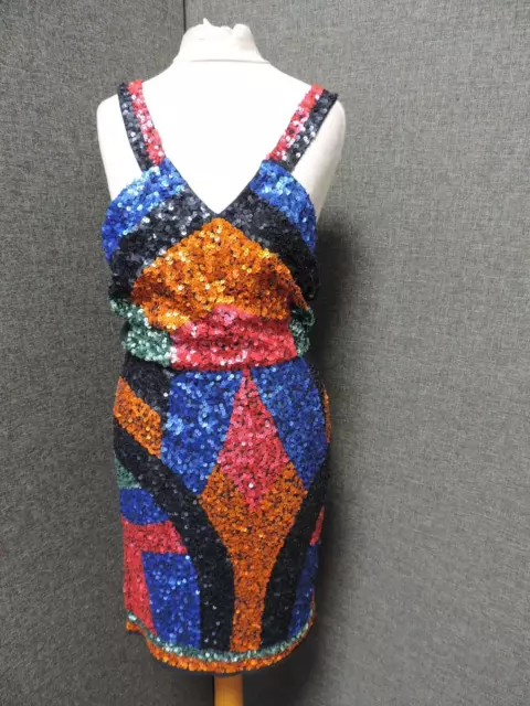 Asos Maya Petite Allover Sequin Contrast Mini Dress UK 10 LN036 HH 03