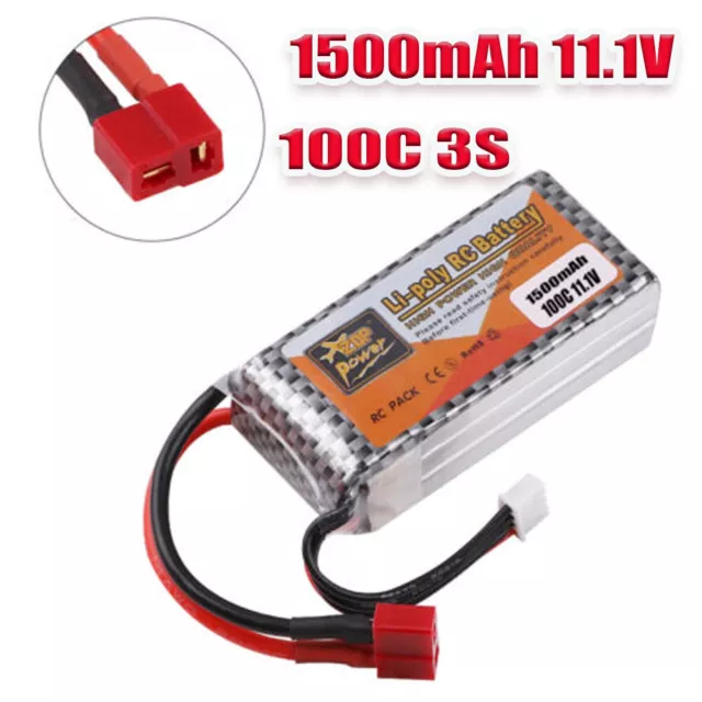 11.1V 3S 1500mAh 100C LiPo Battery T plug for RC model Airplane Helicopter Drone