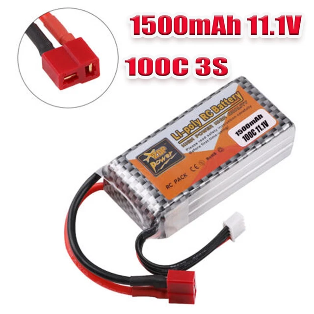 11.1V 3S 1500mAh 100C LiPo Battery T plug for RC model Airplane Helicopter Drone