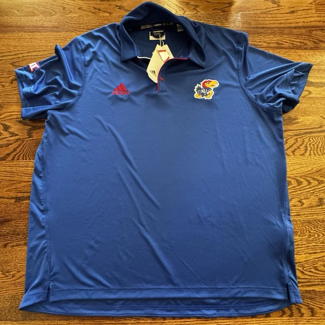 ADIDAS KANSAS UNIVERSITY Of KU Jayhawks 2XL Coach Polo Collar Blue