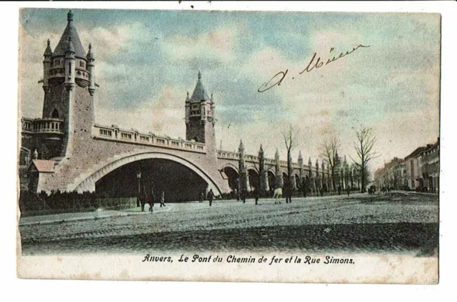 CPA-Carte Postale-Belgique- Antwerpen-Pont du Chemin de Fer et la Rue Simons