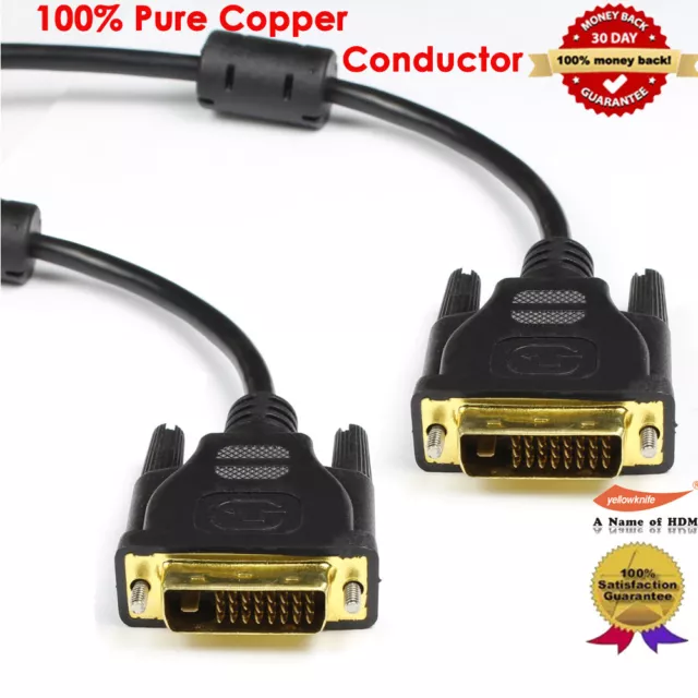 3M/5M/8M GOLD DVI-D Male to Male 25 pin 24+1 DVI Digital Video PC Monitor Cable