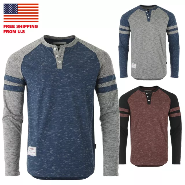 ZIMEGO Men’s Casual Long Sleeve Baseball Raglan Athletic Fashion Henley Shirt