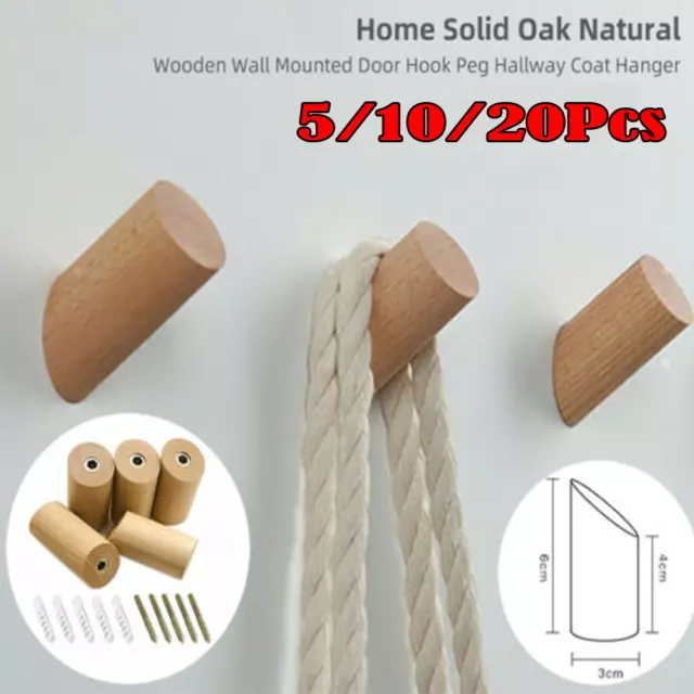 Wood Wall Hook, Wood Material Multipurpose Wall Coat Hooks For Bedroom  Burlywood,Black Walnut