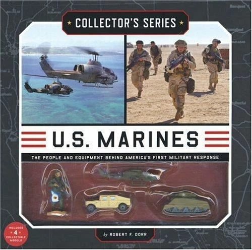 Collectors Series US Marines Illustrated Photograph Book & 4 Collectible Toys