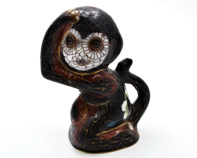 Vintage Cloisonne Big Monkey Hand Painted Traditional Designs with Floral Enamel