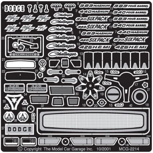 MODEL CAR GARAGE 1970 Challenger PhotoEtch Detail Set MCG2214 17.99
