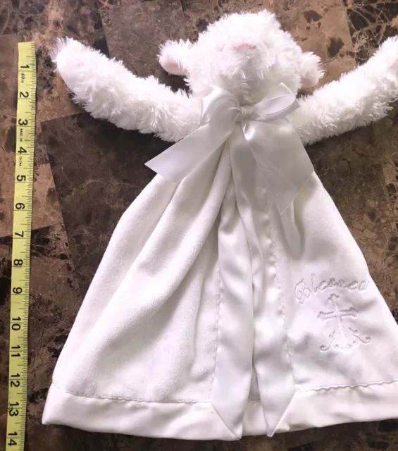 Peluche de sécurité Bearington bébé agneau BÉNI blanc croix arc blanc garniture 3