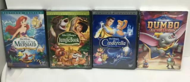 Disney DVD Lot New Little Mermaid,Jungle Book, Cinderella,Dumbo