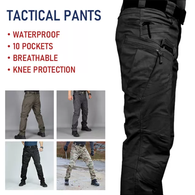 Mens Waterproof Hiking Tactical Trousers Outdoor Fishing Walking Combat Pants