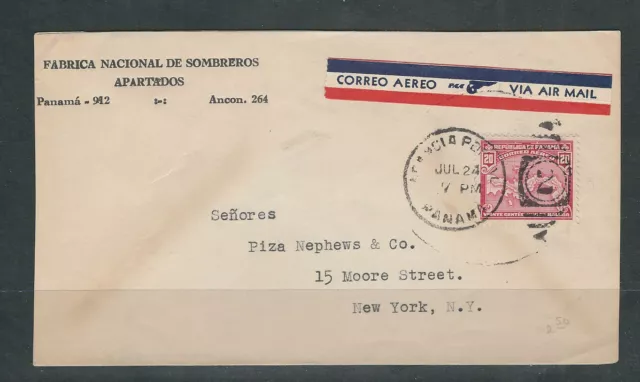 Panamá 1930s Correo Aéreo Cubierta De Panamá A Ny Ee.uu.