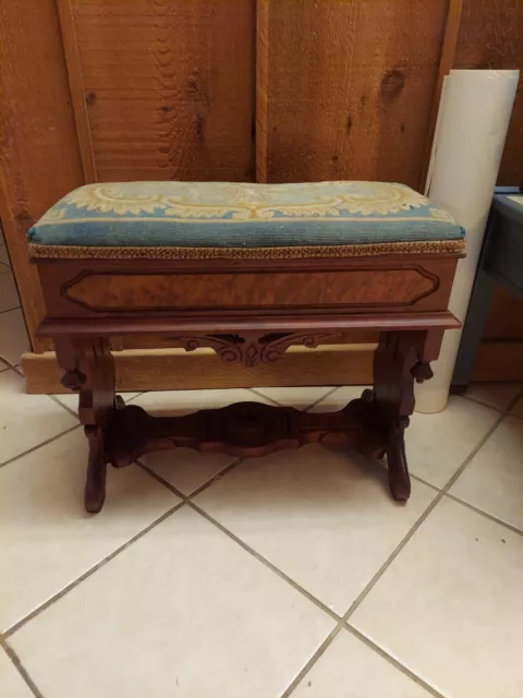 Eastlank walnut burled walnut slipper stool original petit point