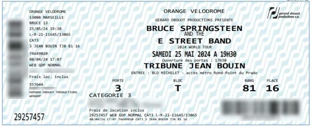 Place concert Bruce Springsteen Marseille 25 mai