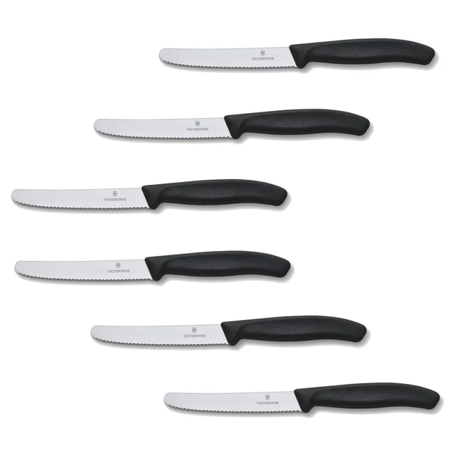 6 x Victorinox Brotzeitmesser Mehrzweckmesser Brötchenmesser 11cm Klinge schwarz