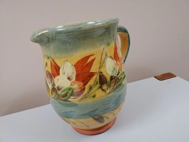 Beautiful French Provencal Pottery Hand-Painted Ceramic Pitcher Vase Vintage