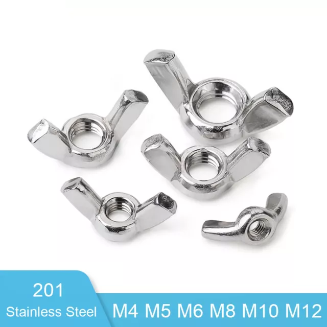 M4-M12 Wing Nuts Butterfly Nut To Fit Bolts Screws 201 Stainless Steel DIN 315