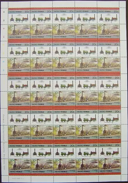 1830 L&MR Stephenson NORTHUMBRIAN Train 50-Stamp Sheet (Leaders of the World)