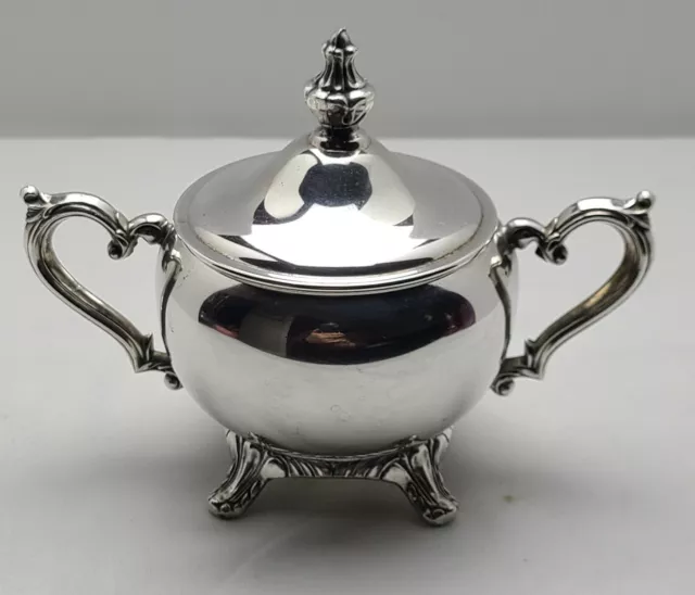 Vintage Silverplate Sugar Pot with 2 Scroll Type Handles  And Lid