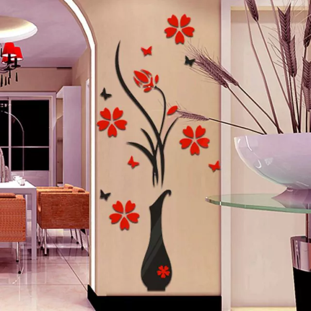 Flower Decal 3D Mirror Wall Sticker DIY Removable Art Mural Home Room Decor