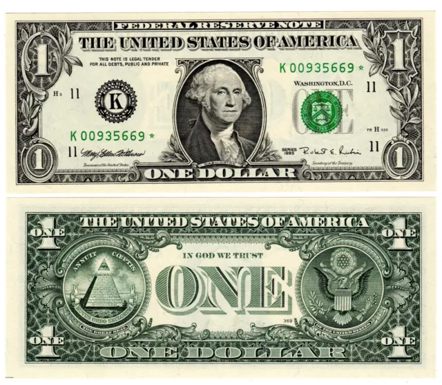 1995 Dallas District $1 One Dollar Star Note Fr. 1922-K* Gem Uncirculated Note