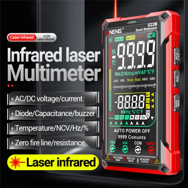 ANENG 622B Digital Multimeter Auto Range DC AC Voltage Current Touch Screen Test