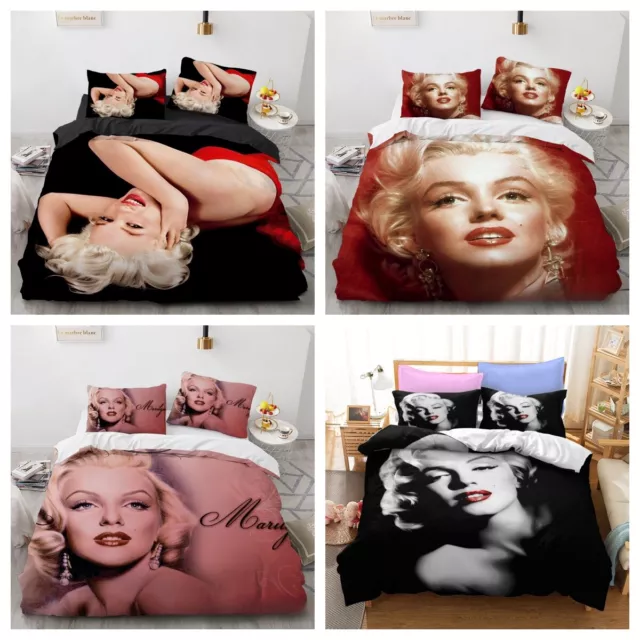 Juego de ropa de cama 3D Marilyn Monroe funda de edredón funda de almohada individual doble