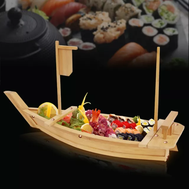 Wooden Sushi Boat Serving Tray 28 Inch Sushi Plate for Restaurant Parties Use