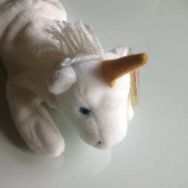 Seltenes im Ruhestand TY hellbraunes Horn Mystic das Einhorn TY Beanie Baby 1993 Stil 4007 PVC 3