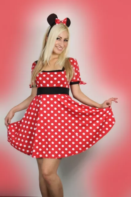 Sexy Womens Halloween ladies Minnie Red Mouse Fancy Dress Costume outfit S M L