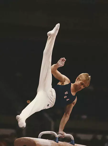 Olympic Gymnastics Bart Connor Of The United States Performs On Old Sports Photo