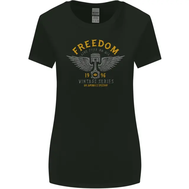 T-shirt vintage Freedom moto biker donna taglio più largo