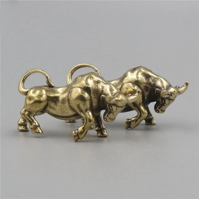 Soild Brass Bullfighting Statue Ornament Animal Miniature Figurine Decoration