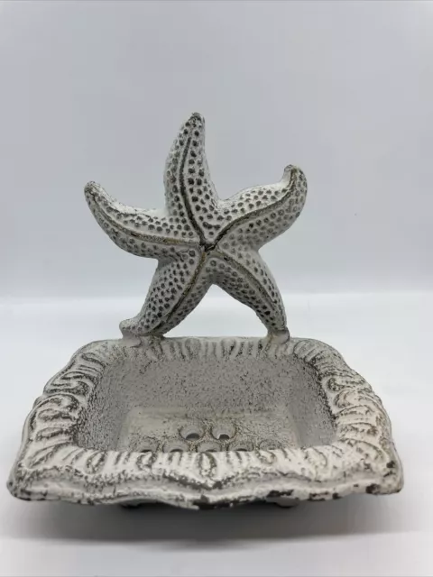 Cast Iron Antiqued White Starfish Soap Dish