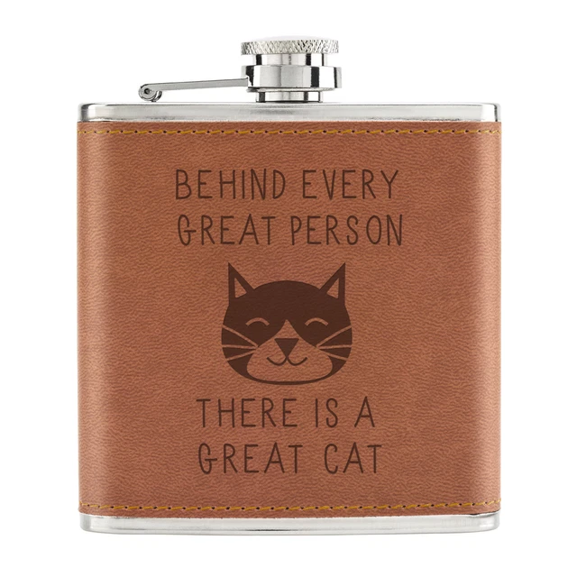 Flasque Hip 6oz Cuir PU Attention Crazy Lapin Garçon - Cadeau Original