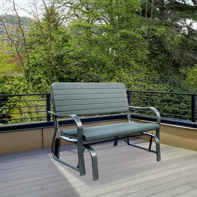 Garden Outdoor 2-Seat Free Standing Metal Garden Patio Bench Love Seat - Green