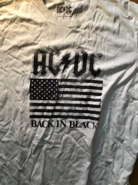 Lucky Brand ACDC FLAG Back In Black T Shirt XXL